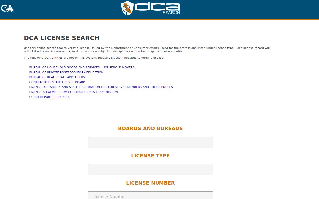 San Juan Capistrano people search through California professional licenses
