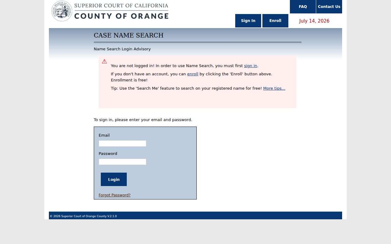 San Juan Capistrano people search with Orange County court case name lookup