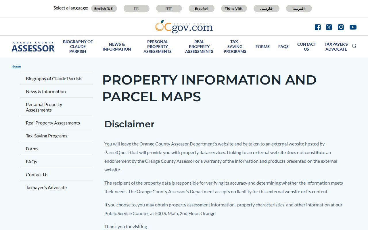 San Juan Capistrano people search through Orange County Assessor property information
